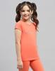 MONTE CARLO Girls Orange Printed Round Neck Half Sleeve Top