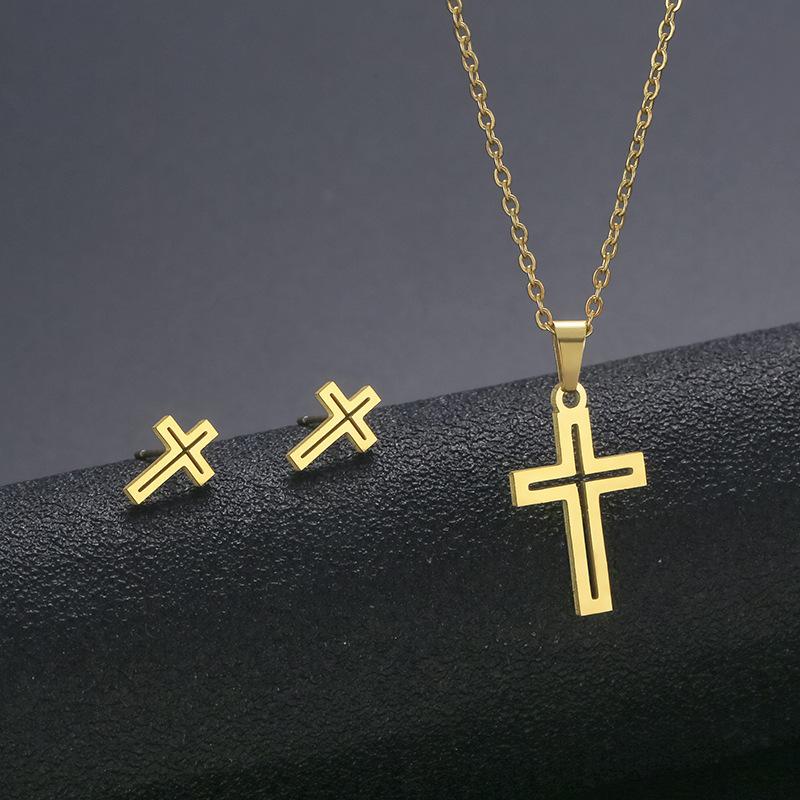 Gold Color Cute Animal Footprints Earrings Set Dog Cat Footprints Paw Necklaces Pendants Women Stainless Steel Zircon TZ329