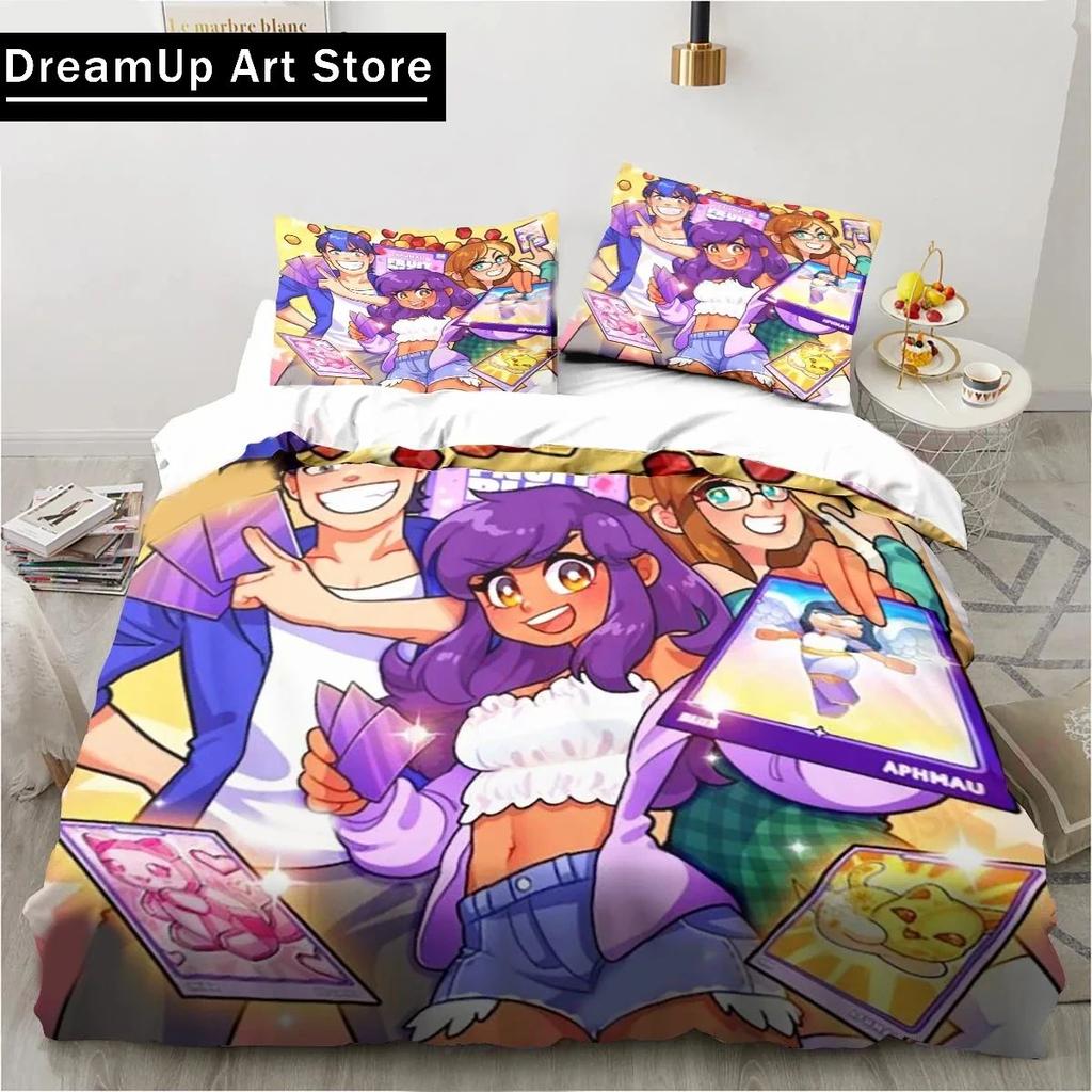 Cartoon Game Cute Aphmau with Wings Bedding Set Boys Girls Twin Queen Full Size Duvet Cover Pillowcase Bed Adult Bedroom