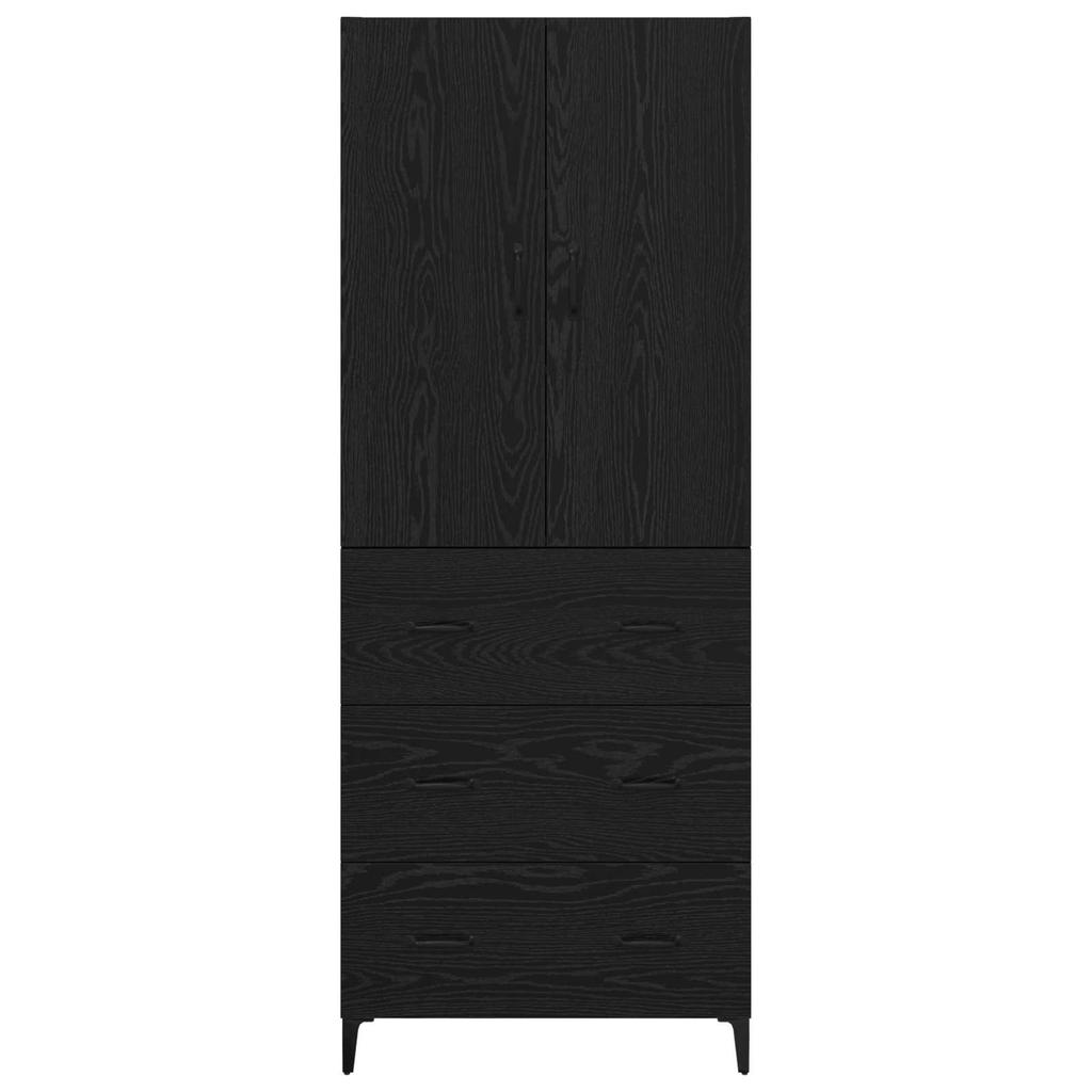 Highboard in Black Oak Look 69.5 x 34 x 180 cm Engineered Wood
