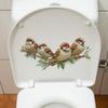 Cartoon Sparrow on a Branch Toilet Seat Sticker Bathroom Decor Removable Waterproof Decal