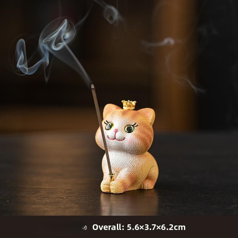 Cute Kitten Line Ceramic Aromatherapy Burner Creative Home Decoration Ornaments Household Zen Tea Ceremony Incense Burner