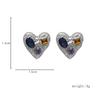 Hot Geometry Texture Colored Zircon Heart Ear Nails for Women Unique Fashion Trends Advanced Temperament Jewelry Gifts Wholesale