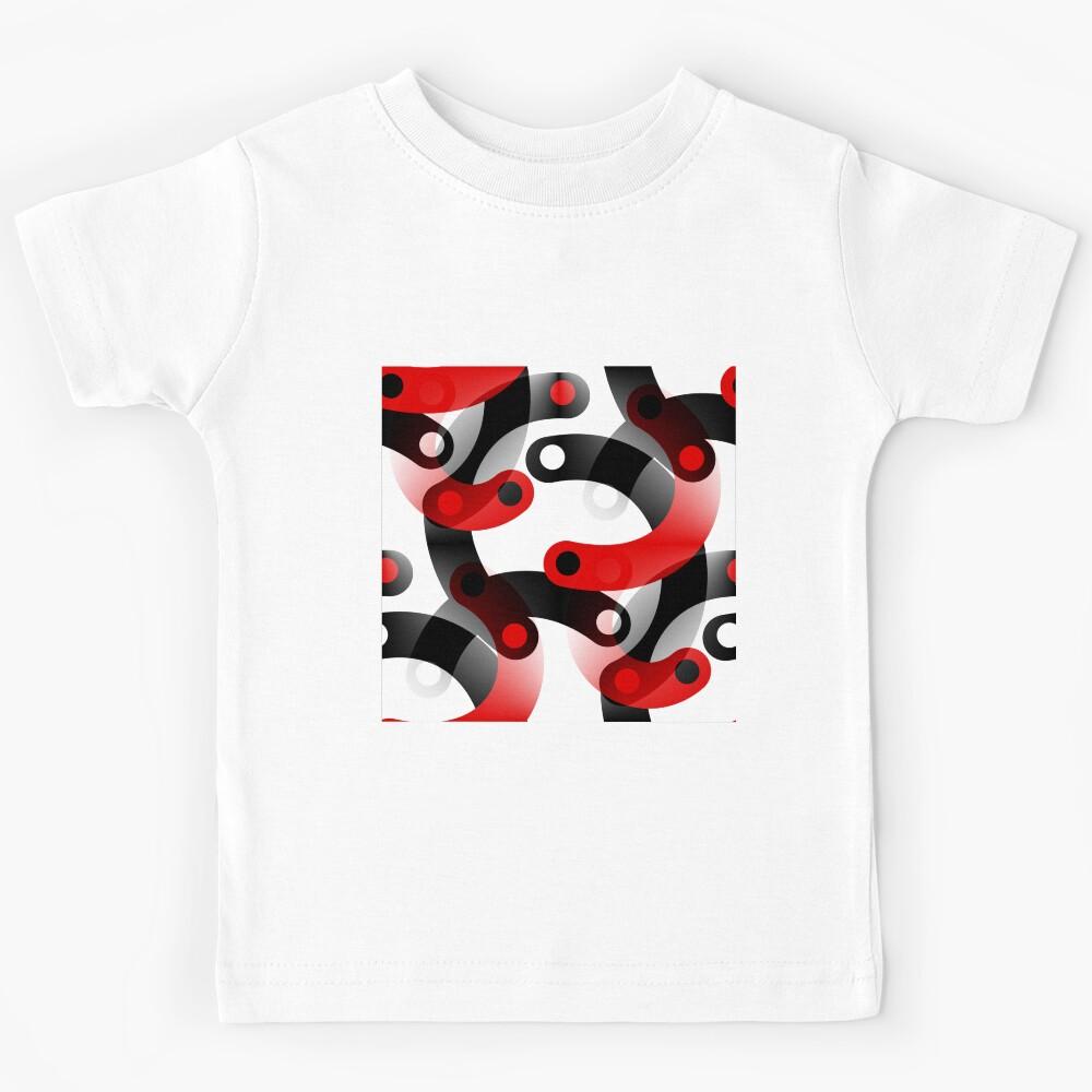 Wiggle Room - Minimalist Abstract - Black, White, Red, Gray Kids T-Shirt 120