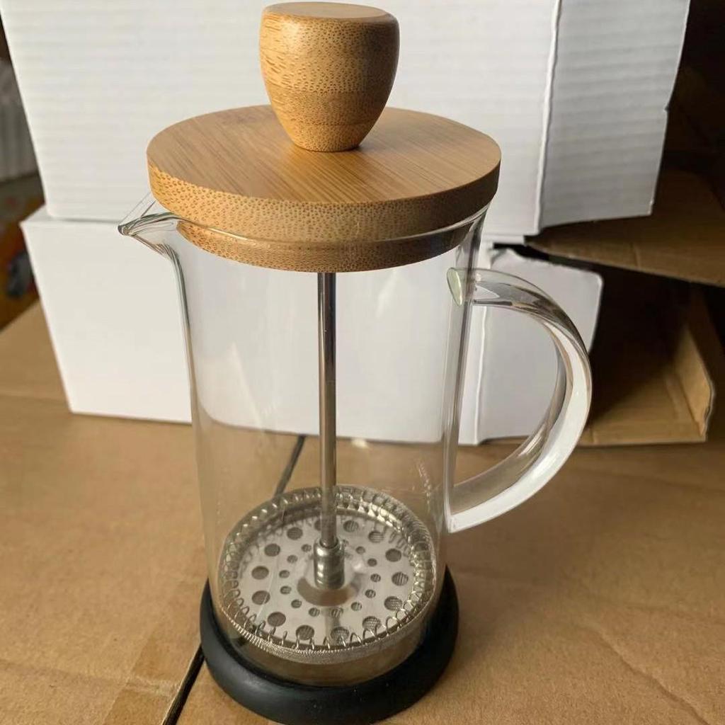 Heat-Resistant French Press Coffee & Tea Maker with Bamboo Handle and Stainless Steel Filter