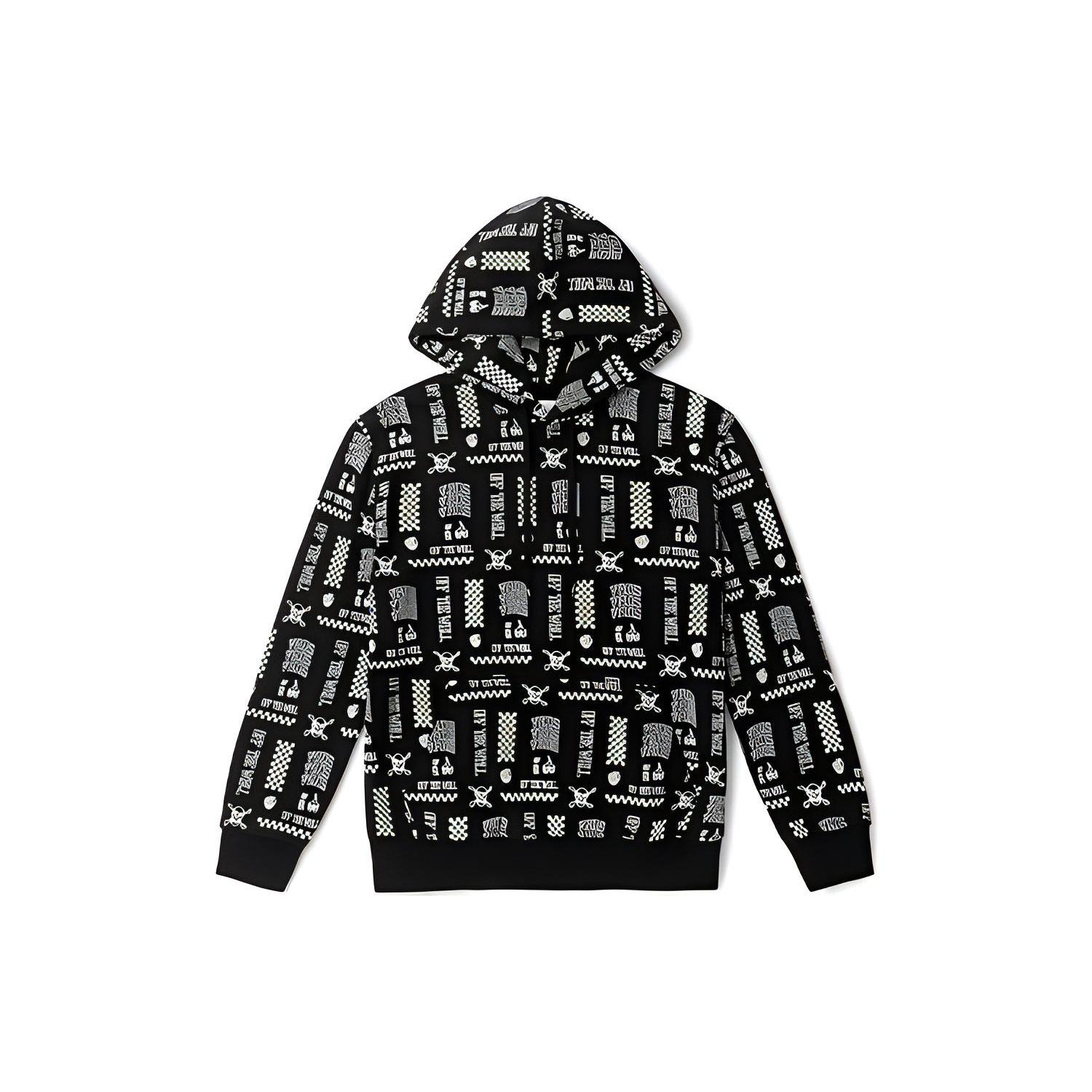 (WMNS) Vans Printed Long Sleeve Hoodie Black White Women s VN0A4UTVZFP M