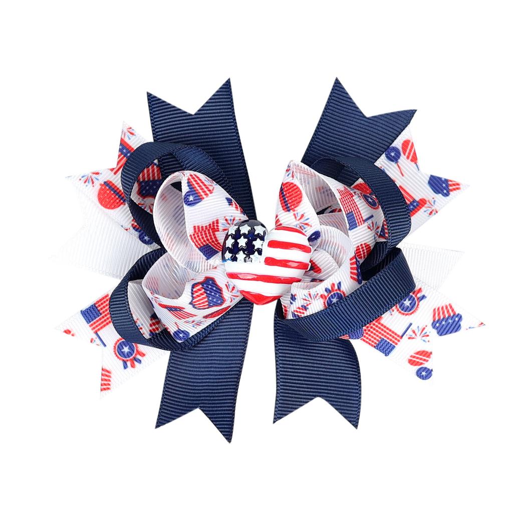 5 Inch Independence Day Bowknot Stacked Hairpins 4th of July Hair Bow Hair Clip American Flag Patriotic Bows Hair Accessories