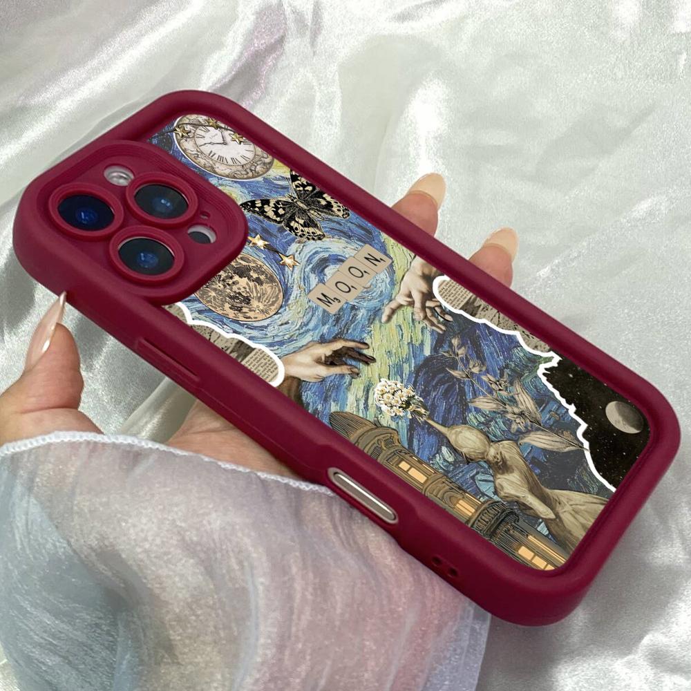 JT226 Earth Moon Aesthetic for iPhone 17 16 15 Pro Max Samsung S26 S25 Ultra A17 A16 A07 A56 Xiaomi 15T Redmi 15c 14C Soft TPU Case