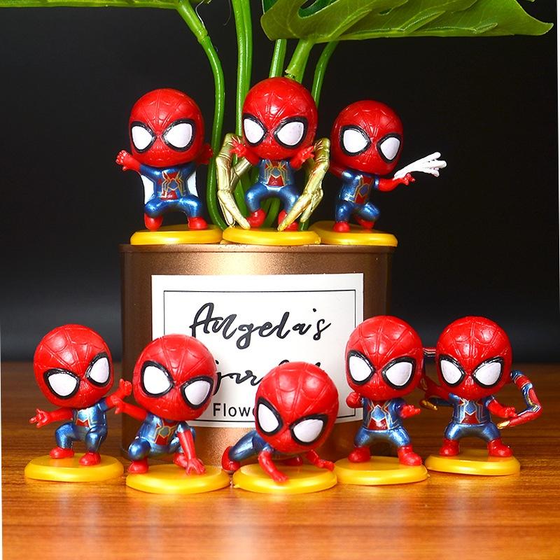 Adorable 8pcs/set Cute Spiderman Mini Figures For Dollhouse And Garden Decor