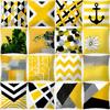 Cushion Sofa Floral Decoration Pillowcase Geometric Pattern Yellow  Cover