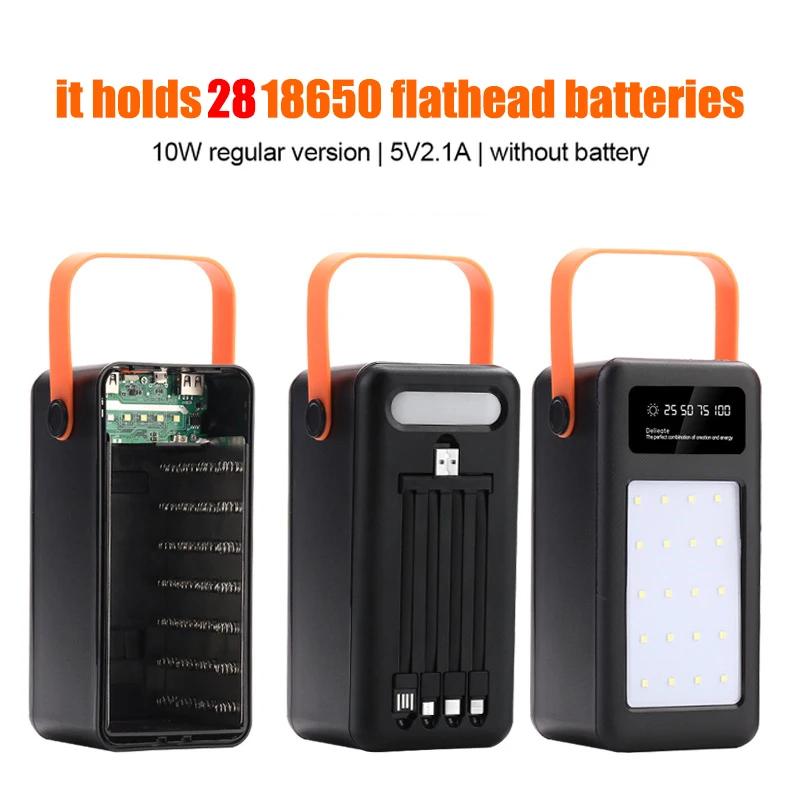 

Корпус для 28 акумуляторів 18650, подвійний USB, Type C, зарядний, корпус для павербанка, 22.5W PD QC4.0, з функцією світлодідного ліхтарика, DIY коробка для зберігання акумуляторів