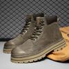 Men's High-Top Desert Work Boots Autumn Winter Retro Men's Outdoor Shoes Leather and Rubber Motorcycle Boots Shoes for Men