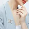 Women Brooch Bird Wing Pigeon Shape Suit Pin Sparkling Rhinestones Inlaid Retro Style Peace Symbol Brooch Woolen Coats Accessory