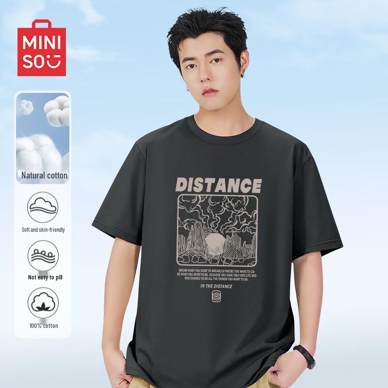 MINISO Men s Loose Fit Cotton Short Sleeve T-Shirt XL
