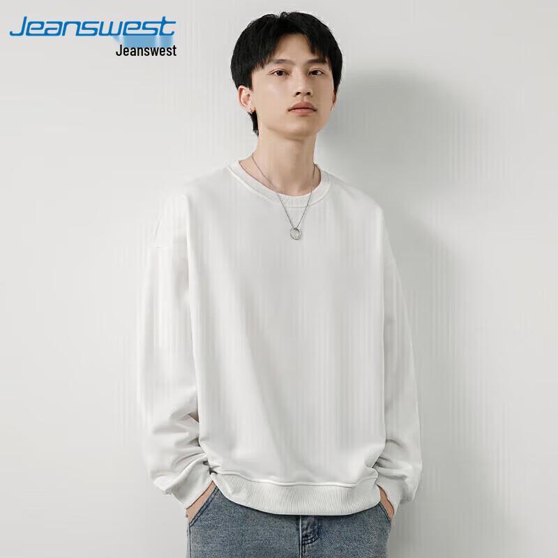 Jeanswest Men's Solid Crewneck Pullover Sweatshirt