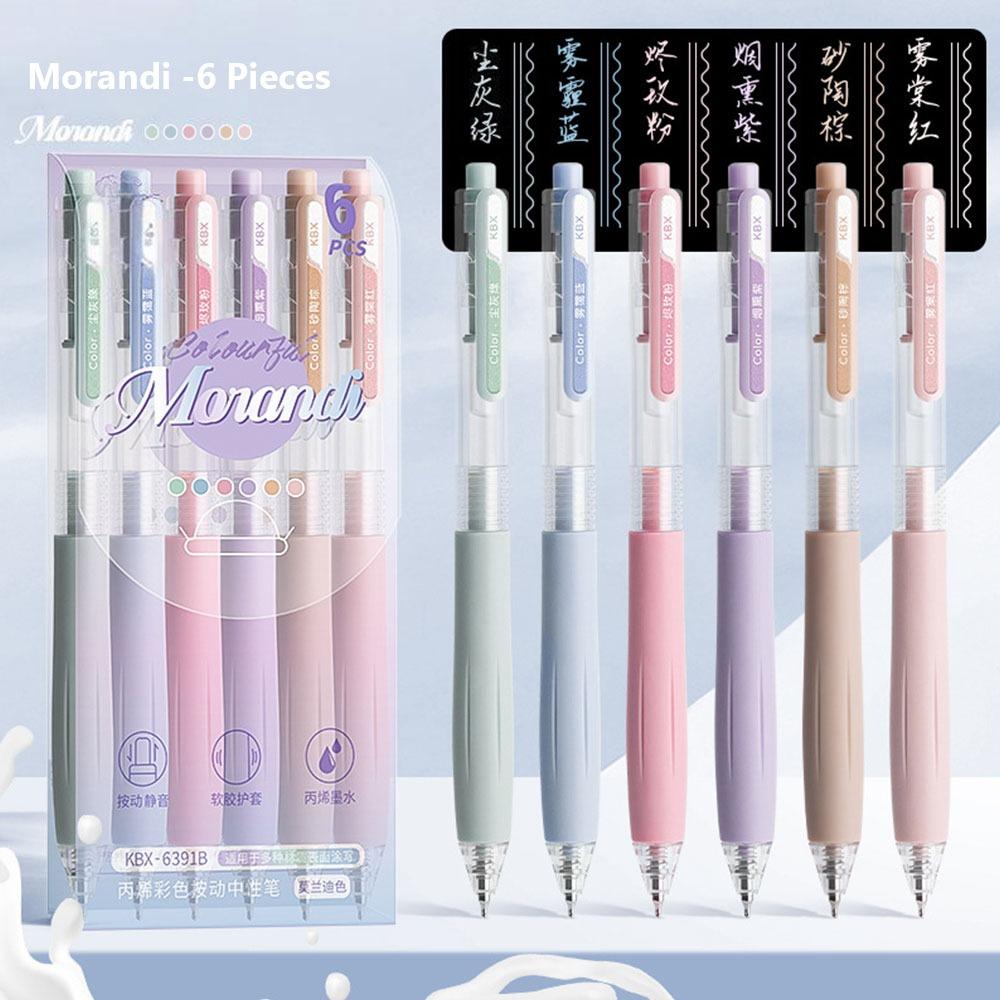 6Colors/Set Press Type Colored Gel Pen Acrylic Painting Students Diary Marking Drawing Colored Pen Colored Neutral Pen Students