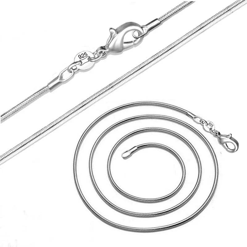New Fine 925 sterling silver necklace women, silver fashion jewelry Snake Chain 1mm Necklace 16 18 20 22 24"