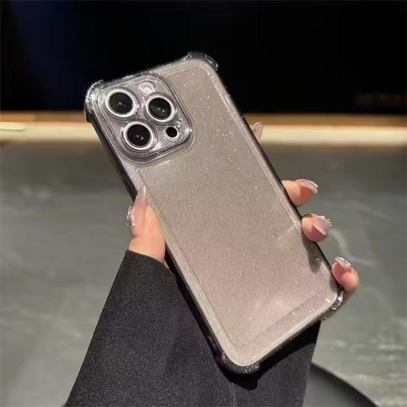 Custodia di lusso glitterata bling trasparente in silicone per iPhone 16 15 14 13 12 11 Pro Max Plus X XR XSMax 16E Placcatura Airbag Antiurto Cover in TPU