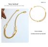 Christmas Geometric Double-Layer Chain Bracelet: Women's 18K Gold-Plated Titanium Steel Rectangular Openwork Design (E179)
