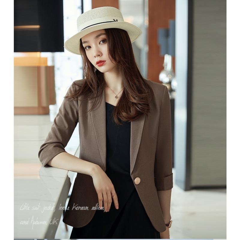 Women Korean Style Thin Cropped Blazer Casual Commute Outerwear For Petite