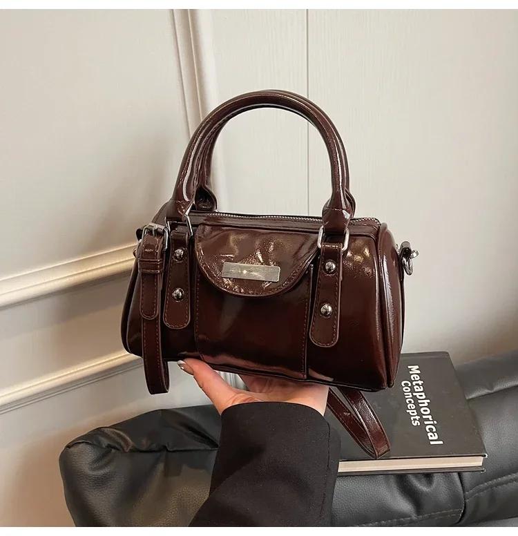 

Fashi PU Solid Zipper Product Western Style Handbag Soft High Beauty Versatile Crossbody Bags Trendy Shoulder Bags кавовий