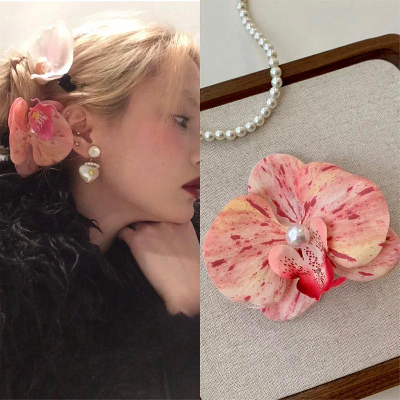 Orchideen Haarspange für Frau Künstliche Blume Haarnadeln Niedlich Hochzeit Party Seitenclip Haaraccessoires Geschenke