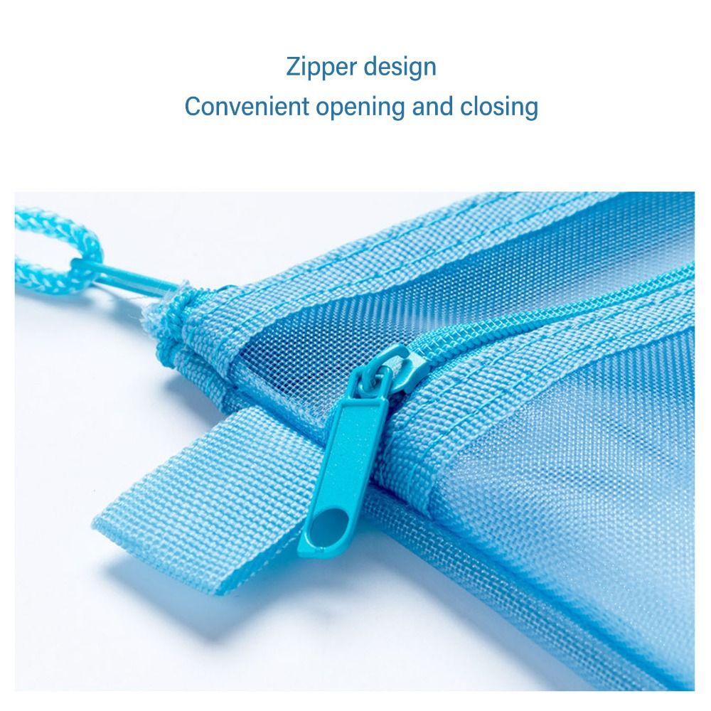 10pcs Blue/Pink/Black/White/Grey Mesh Zipper Pouch Double Layer File Pouch for A6 Paper  Home
