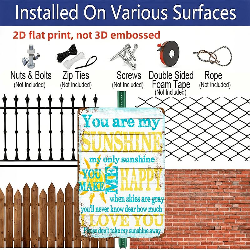 2D Flat Decorative Signs and Plaques Creative Aluminum Sign You Are My Sunshine Sign Wall Decor Metal Sign for Home Bathroom Restaurants Kitchen