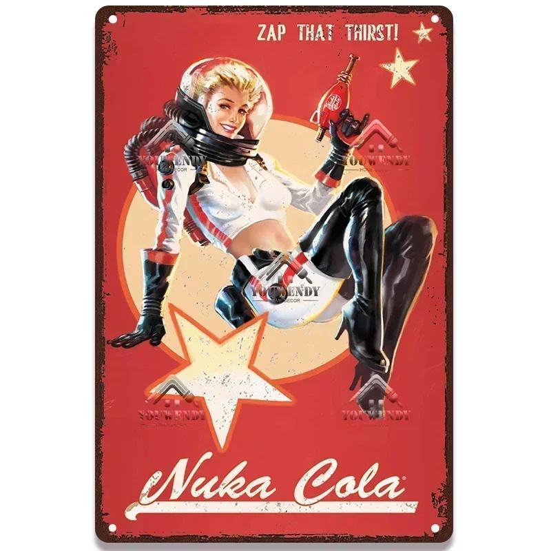 Nuka Cola Drink Posters Metal Sign - Ultimate Wall Decor for Pub Gaming Vibes, Retro Game-Themed Metal Art