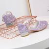 Summer New Fashion Girls' Leather Shoes, Princess Shoes, Children's Crystal Shoes, Soft-soled High-heeled Shoes for Little Girls' Runway Performances