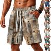 Men's Gradient Print Loose Fit Athletic Shorts with Pockets Elastic Waistband Drawstring for Gym Training Beachwear