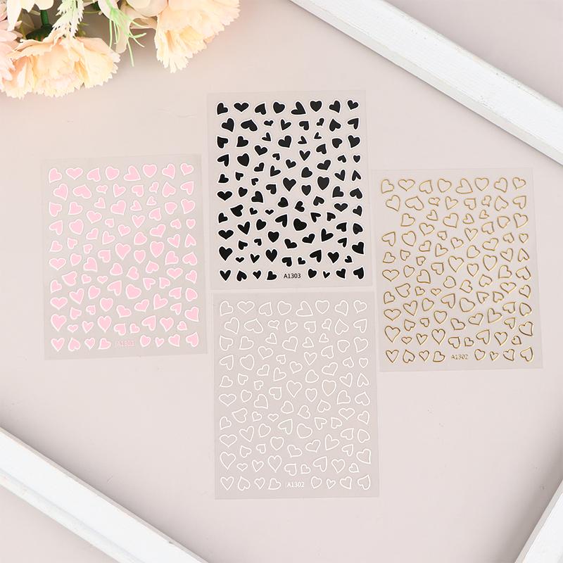 Hollow Heart Sticker For Nail Gold Pink Love For Women Slider Nail Art Decoration Holographic Manicure Accessory