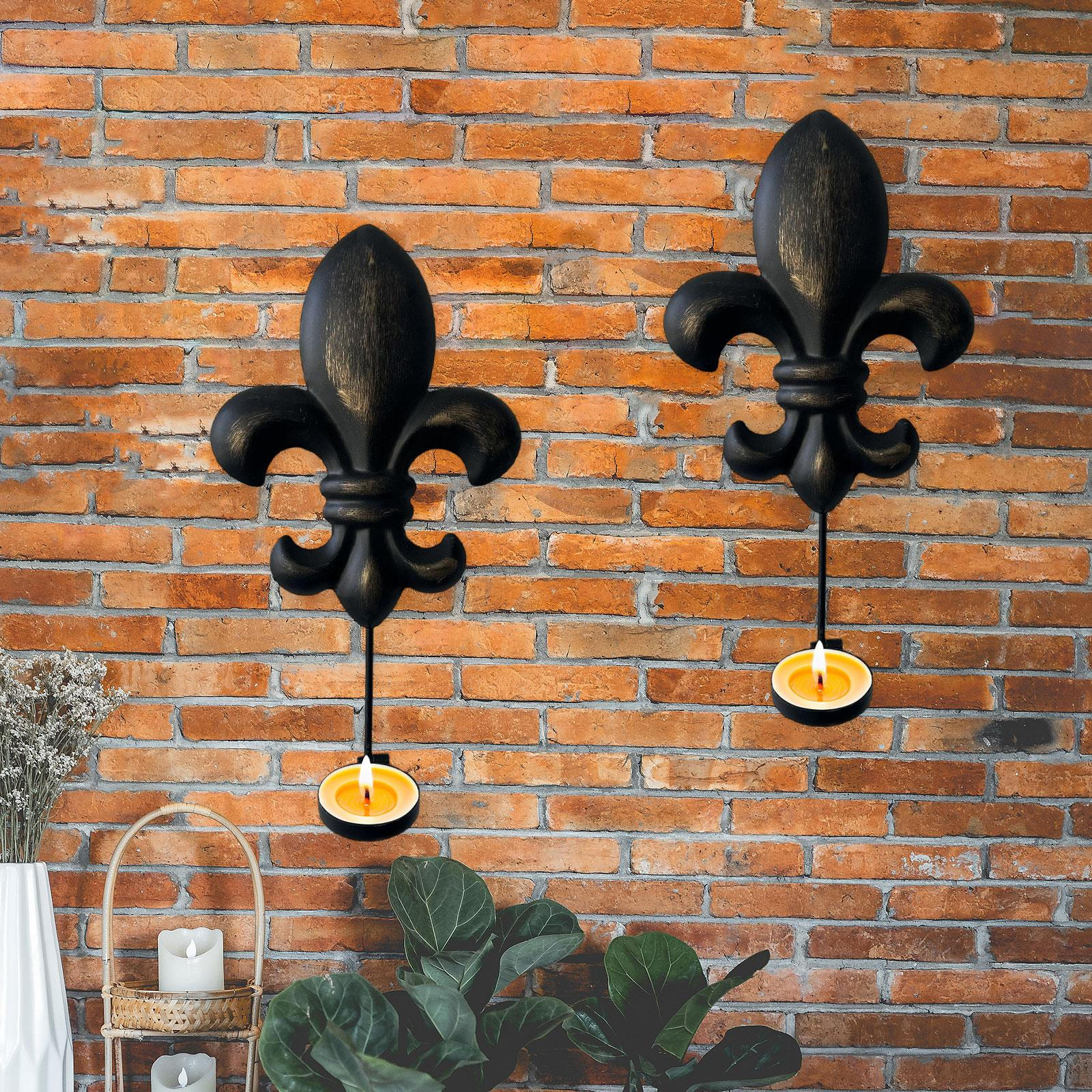 2 шт. Железные настенные подсвечники в деревенском ретро-стиле, декоративные для спальни чёрный