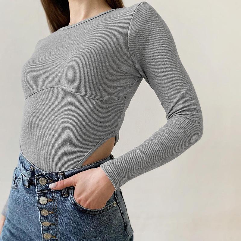 Y2K europeisk og amerikansk mote høst og vinter langermet tettsittende damejumpsuit