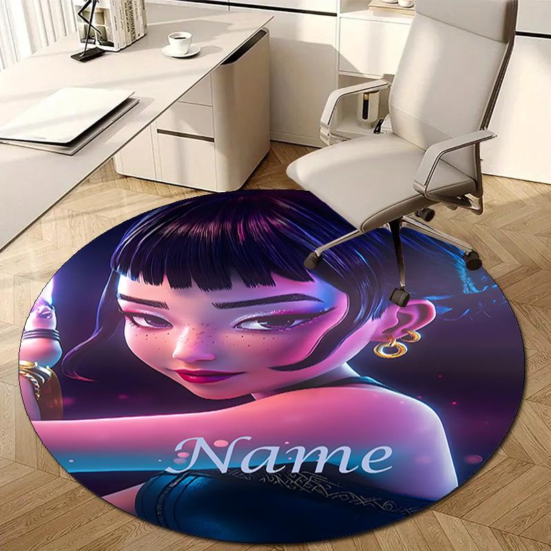 Personalized K-KPop Demon Hunters Round Chair Office Rug - Perfect for Mat, Office Chair & More - Ideal Gift for Birthdays and Holidays