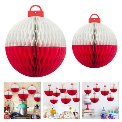 Pack of 10 Paper Bobber Honeycomb Balls Hangings for Fishermen Themed Birthday and Baby Shower Party Supplies