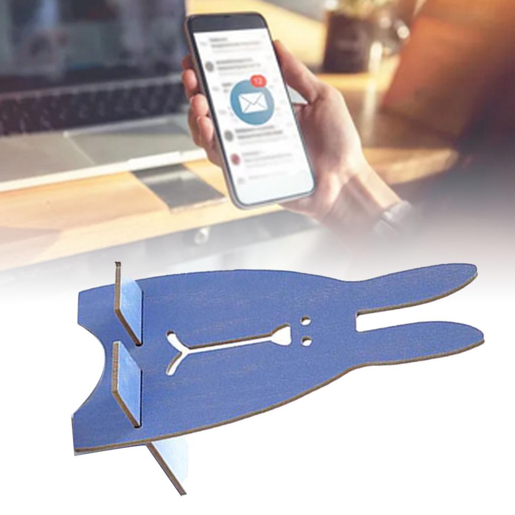 Originaler DIY Handyhalter aus Holz, Lieblicher Hase (blau)