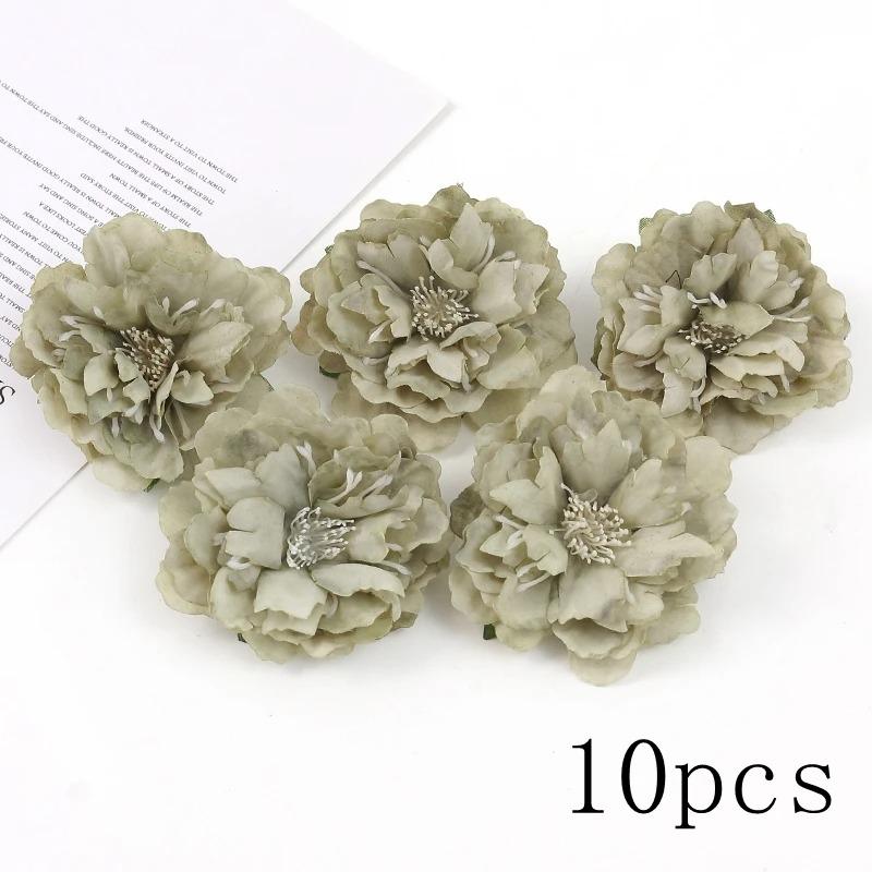 Green Rose Artificial Flowers Heads Silk Fake Flower for Home Room Decor Marriage Wedding Decora DIY Craft Wreath Gift Accessory