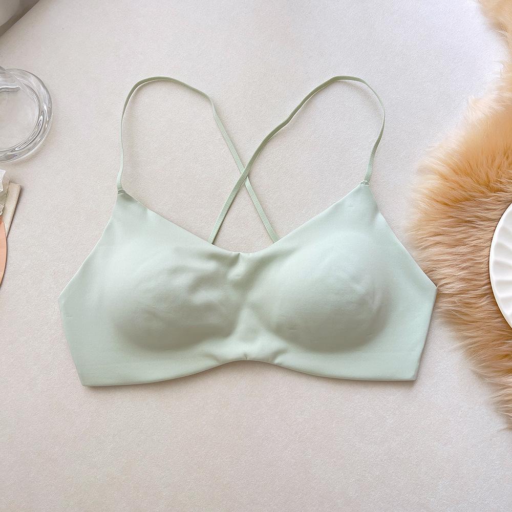 Light and not sultry, thin shoulder straps crossed, beautiful back, backless, bacteriostatic, cool in summer, steel-rimless underwear,thin women's bra