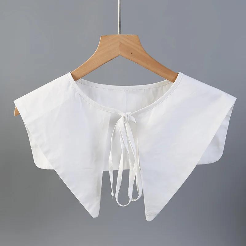 

Женская белая фальшивая блузка с воротником на плечо, кукольный воротник, съемный воротник рубашки, ожерелье, бант, блузка, топ, декоративный