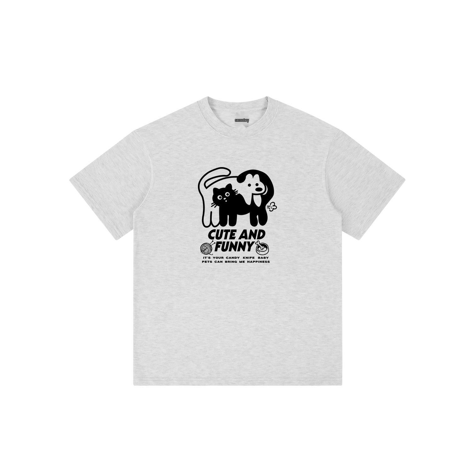 

2024 Trendy Cartoon Cats & Dogs Print Unisex Cotton T-Shirt Medium