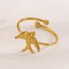 1pc New Minimalist 18K Gold Color Plated Angel Wings Peace Dove Wings Open Rings Trendy Waterproof Stainless Steel Jewelry