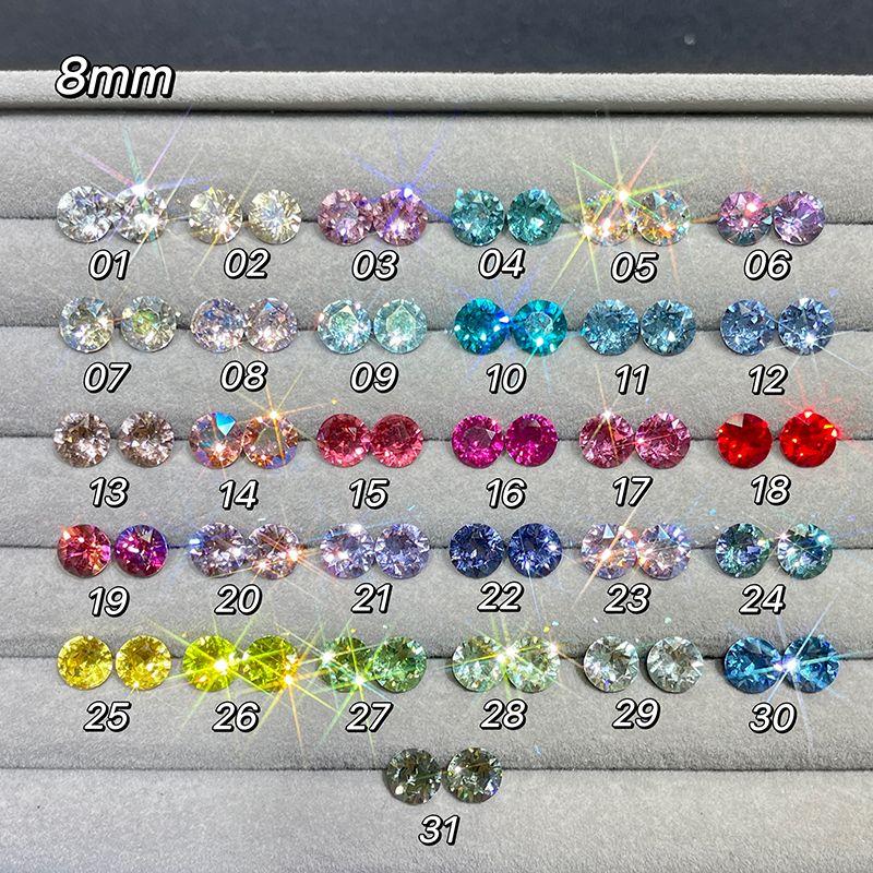 

F136 Titanium Alloy 8mm Chinese Color Crystal Ear Bone Stud Ear Worm Nail Twist Screw Anti-Allergy Colorful Crystals Ear Studs 8mm Pair Price Note Color