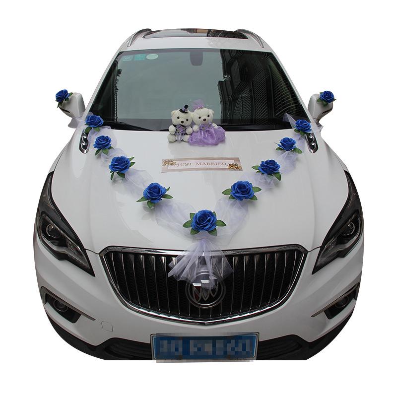 European-Style Wedding Car Decoration: Simulated Rose Head Flower Set