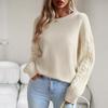 Autumn Winter Women Loose Knitted Sweater Long Sleeve Solid Color O Neck Tops