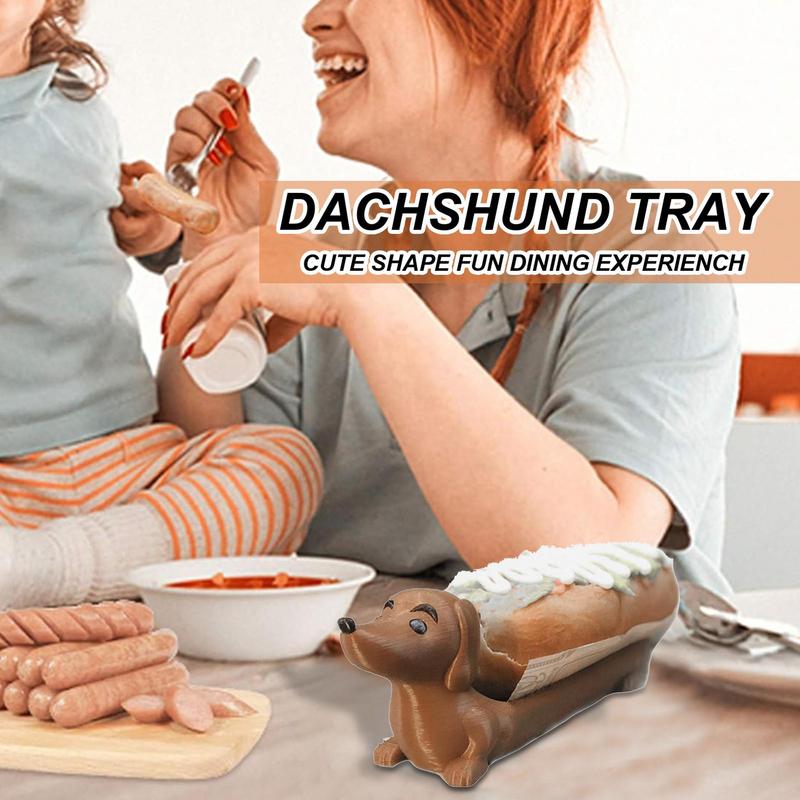 Plastic Hot Dog Dachshund Tray Funny Dachshund Snack Serving Dinner Tray Home Decoration Hot Dog Holder Ornament CN