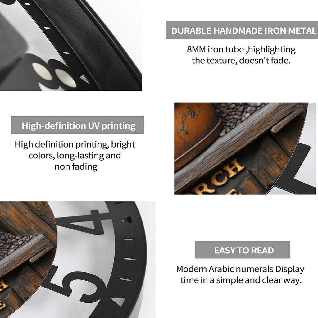 25cm Round Iron Wall Clock with a Temperature Display (Digital Insert)