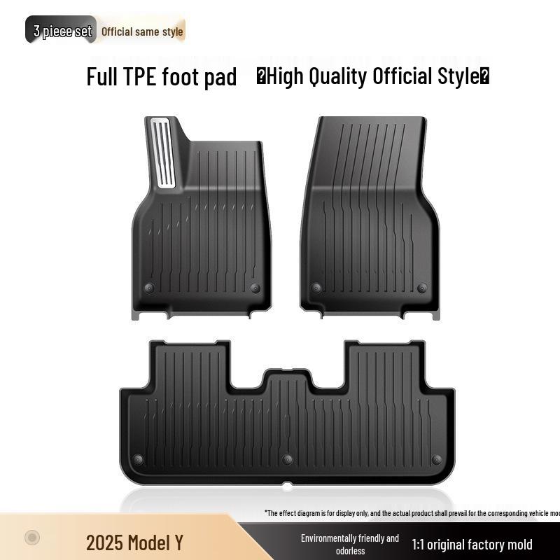 TPE All-Inclusive Floor Mats for Tesla Model Y (25 Refresh) - Includes Pedals, Free Shipping.