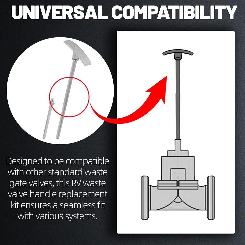 TonGass 2-Pack Universal Fit RV Waste Valve Replacement Kit RV Camper Dump Valve Handle, Includes Handle & Tube Extension