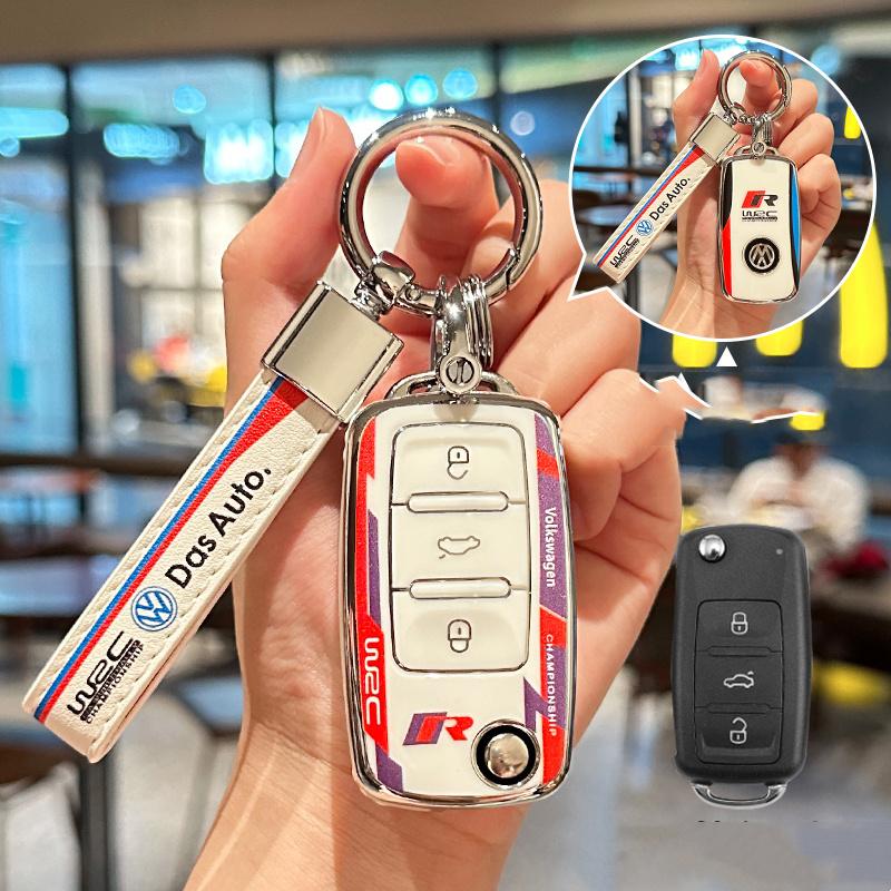 For VOLKSWAGEN TPU Car Remote Flip Key Case Cover Shell For Volkswagen VW Polo Golf Passat Tiguan Beetle Caddy T5 Up Eos Keychai